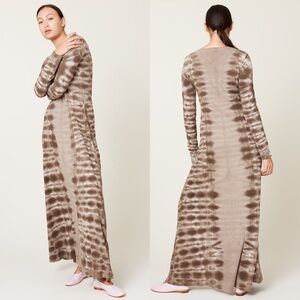 Raquel Allegra Rhea Moss Tie Dye Cotton Maxi Long Sleeve Dress